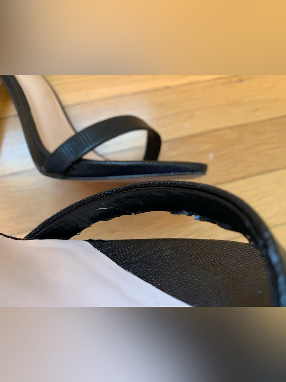 GUC ALDO Hi-Heel Black Women's Ankle Strap Textured Leather Sandals in Size 7.5M - Picture 15 of 15